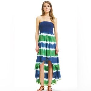 MICHAEL KORS | Strapless Bandeau Tie- Dye High Low Hem Cotton Dress - Size S